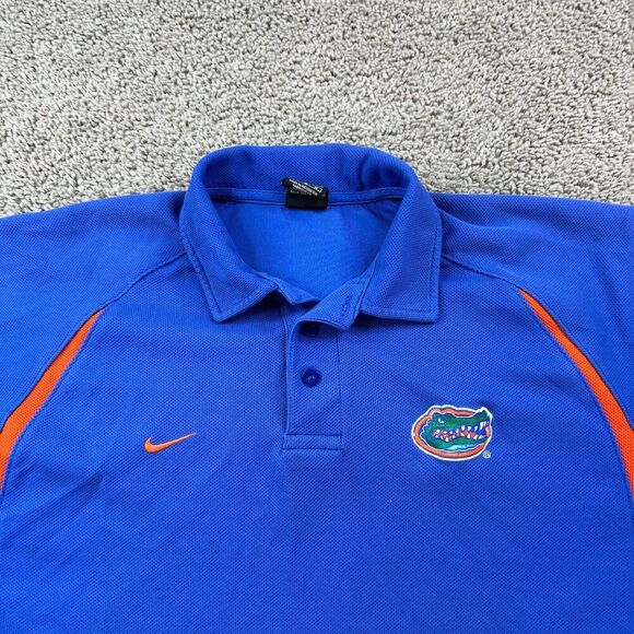 VINTAGE Florida Gators Shirt Mens M Blue Orange Polo Short Sleeve Nike Team FLAW - Picture 3 of 13